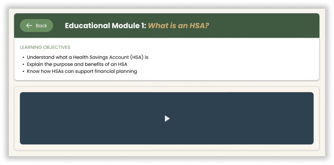 Education Module Screenshot